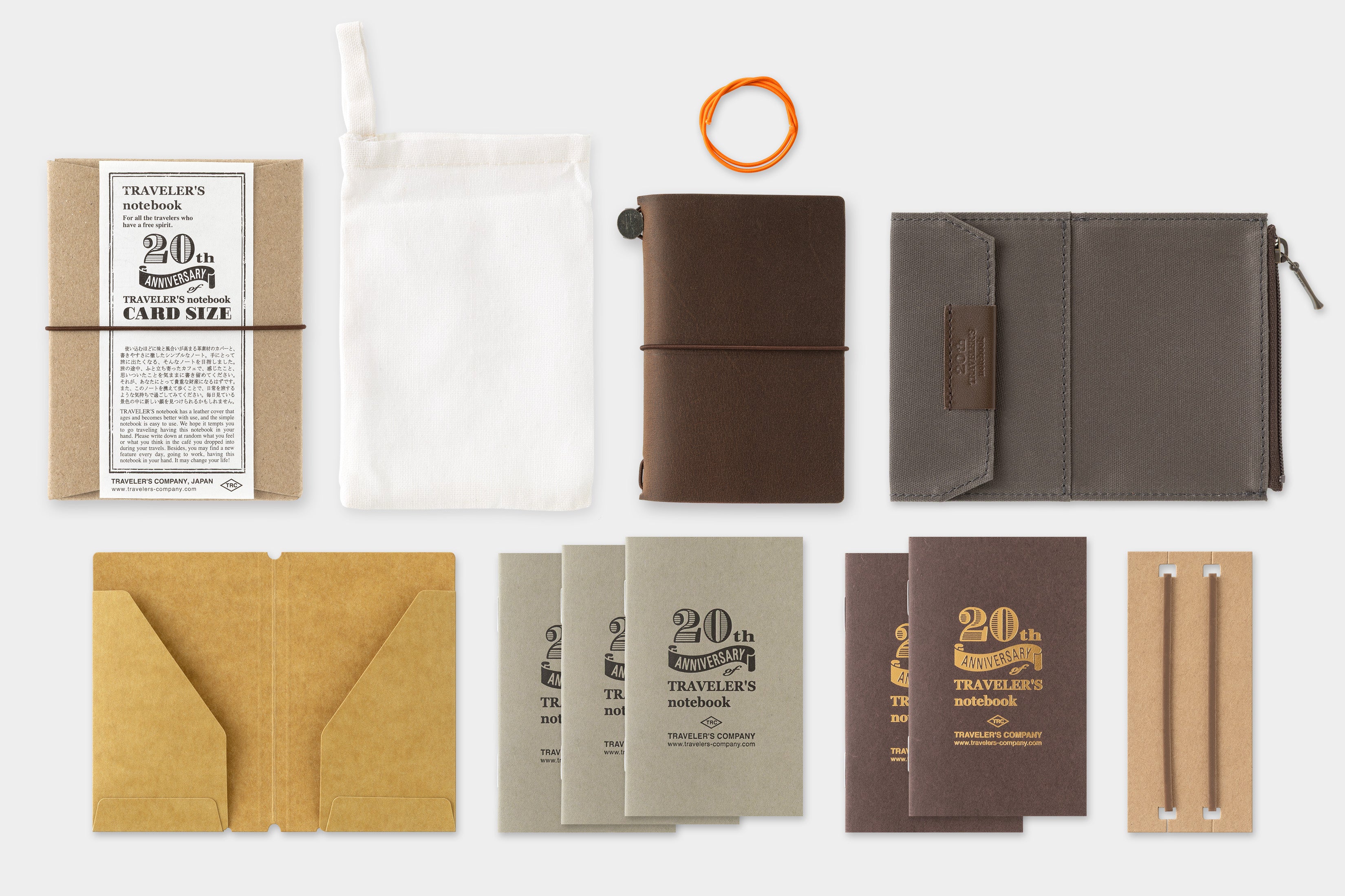 TRAVELER'S notebook - Card Size Set - Brown (20th Anniversary)-Notitieboek-DutchMills