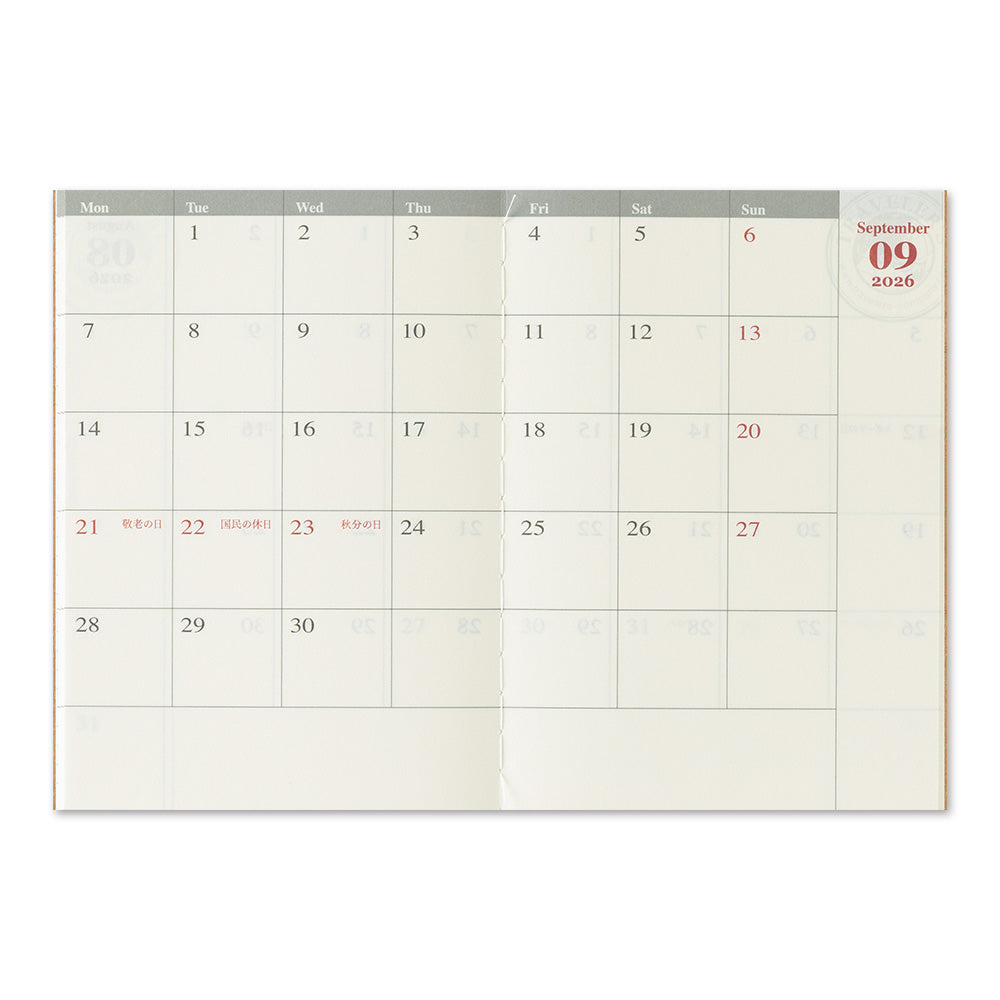TRAVELER'S notebook - Diary 2026 Monthly Refill (Passport size)-Agenda-DutchMills