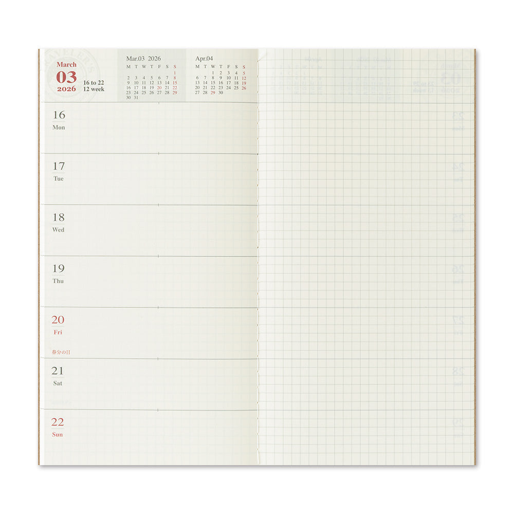 TRAVELER'S notebook - Diary 2026 Weekly + Memo Refill-Agenda-DutchMills