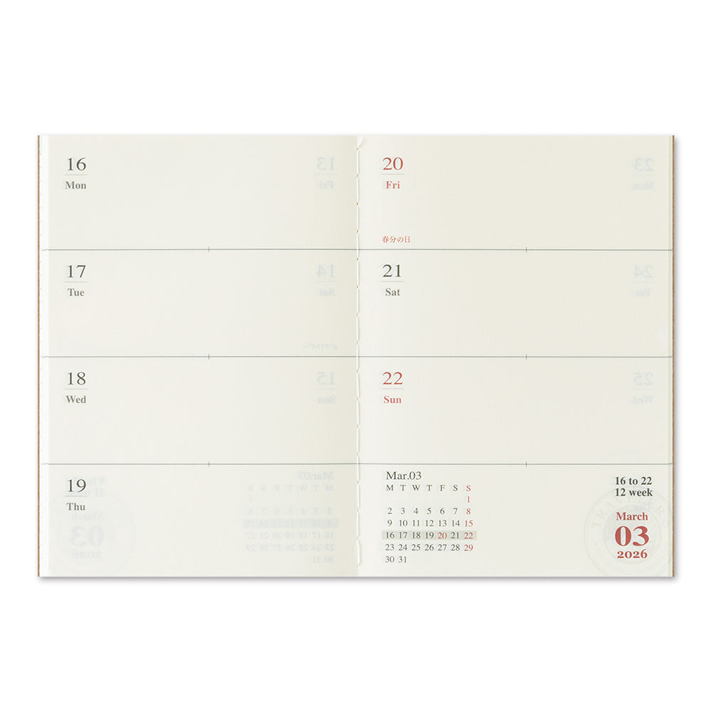 TRAVELER'S notebook - Diary 2026 Weekly Refill (Passport size)-Agenda-DutchMills