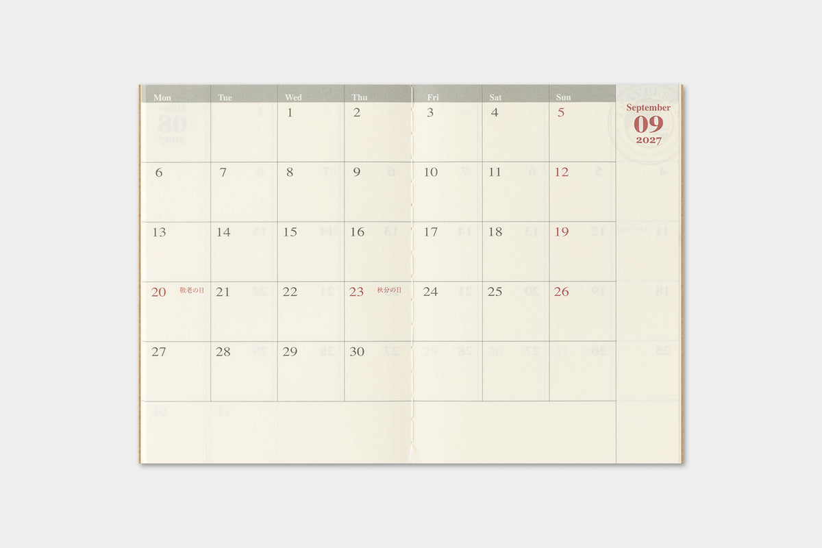 TRAVELER'S notebook - Diary 2027 Monthly Refill (Passport size)-Agenda-DutchMills