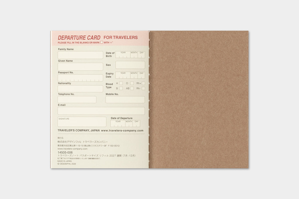 TRAVELER'S notebook - Diary 2027 Weekly Refill (Passport size)-Agenda-DutchMills