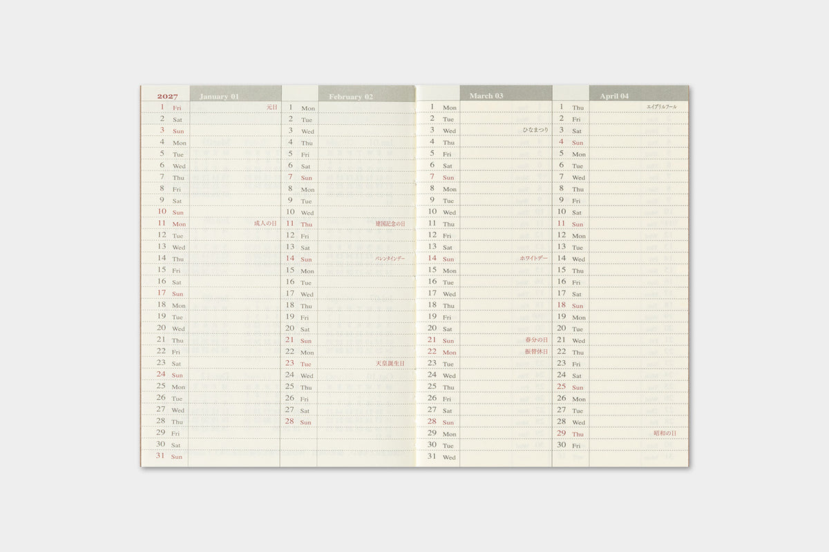TRAVELER'S notebook - Diary 2027 Weekly Refill (Passport size)-Agenda-DutchMills