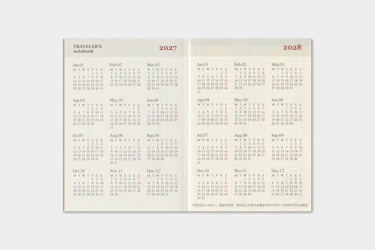 TRAVELER'S notebook - Diary 2027 Weekly Refill (Passport size)-Agenda-DutchMills