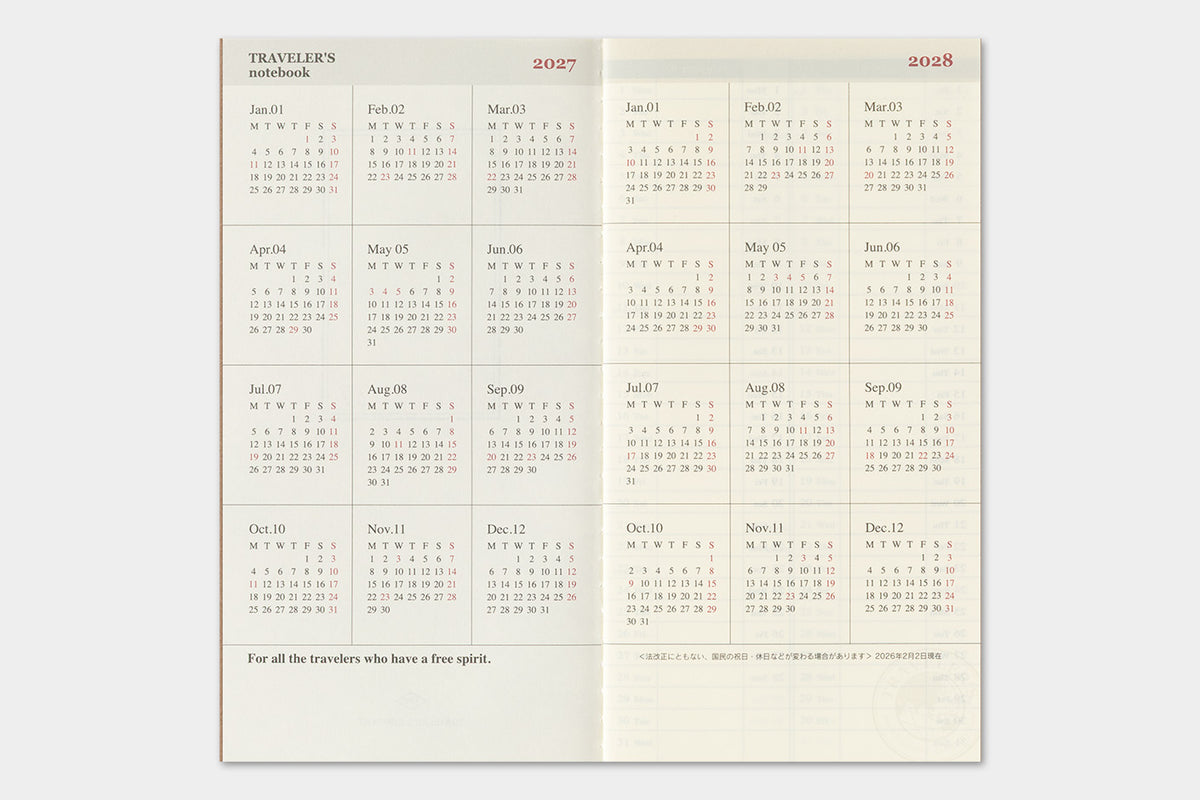 TRAVELER'S notebook - Diary 2027 Weekly + Vertical Refill-Agenda-DutchMills
