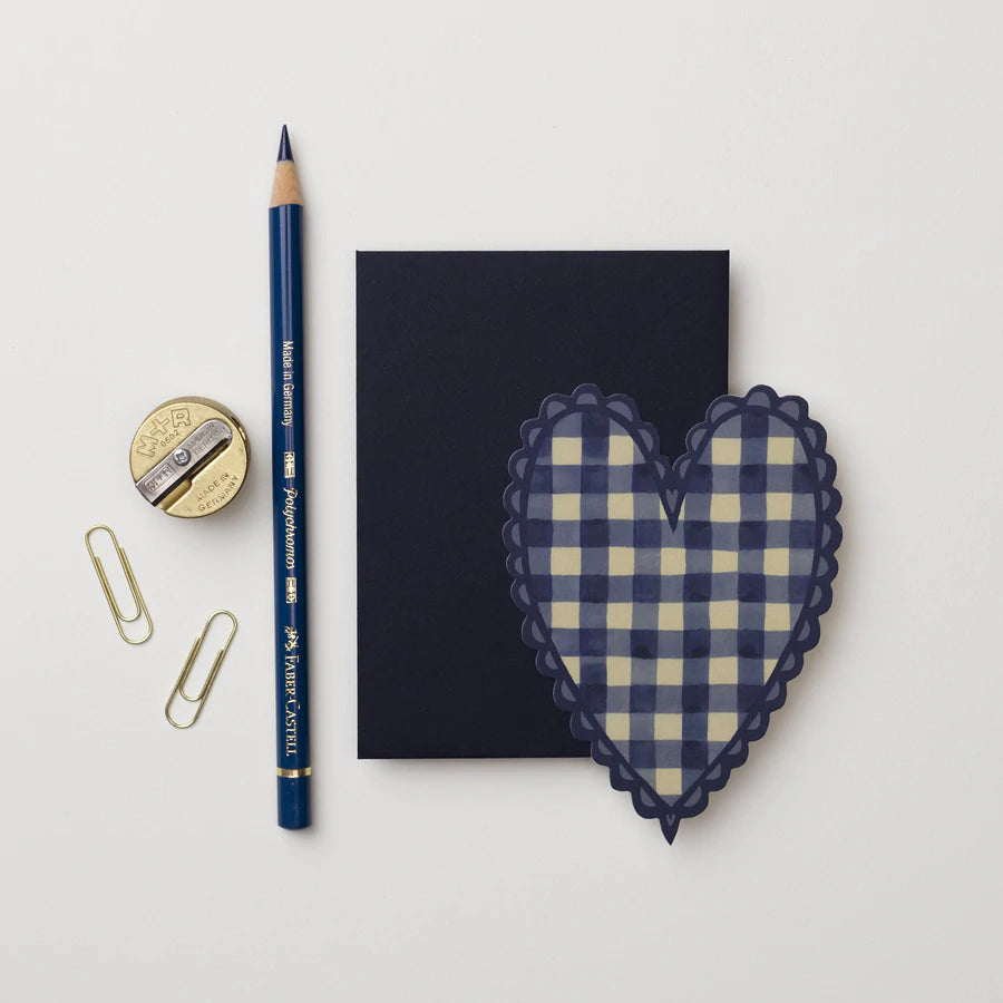 Wanderlust Paper Co. - Blue Gingham Mini Heart-Kaart-DutchMills