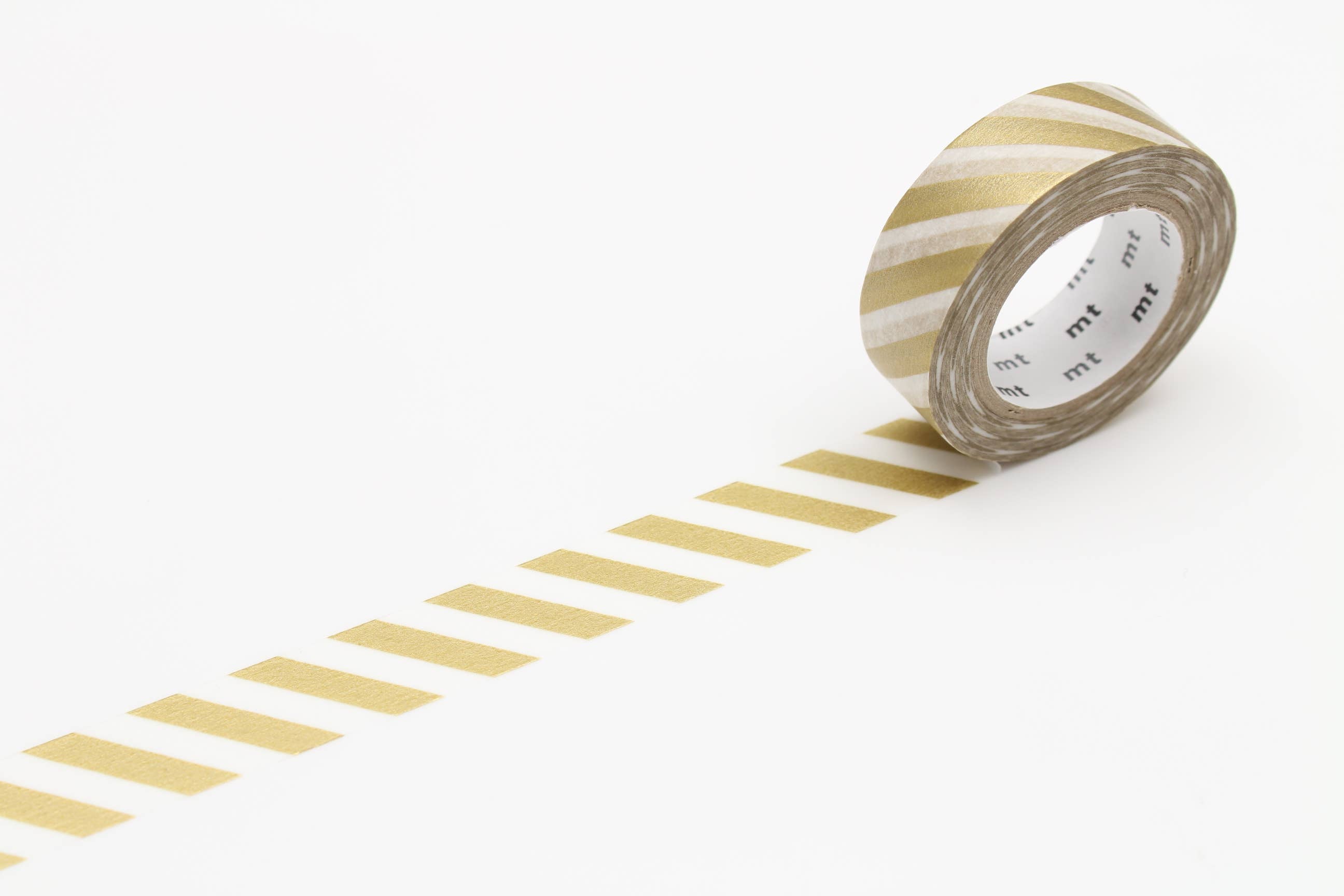 Washi Tape - white with golden stripes mt basic MT01D377RZ-DutchMills