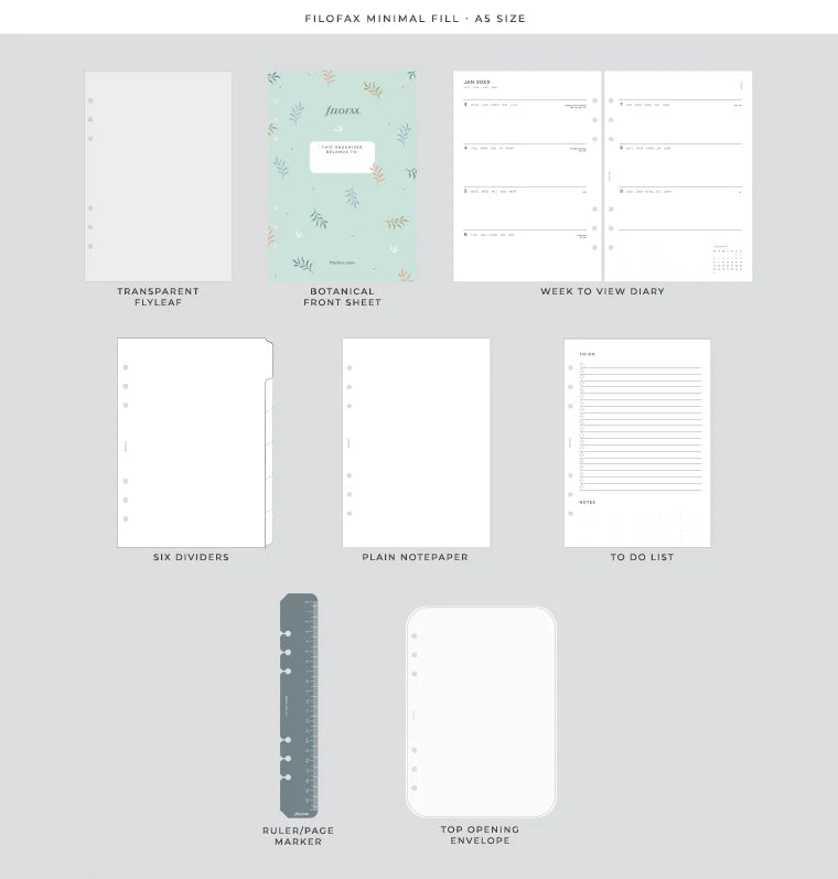 Filofax - A5 Organiser - Botanical - Blue-Organiser-DutchMills