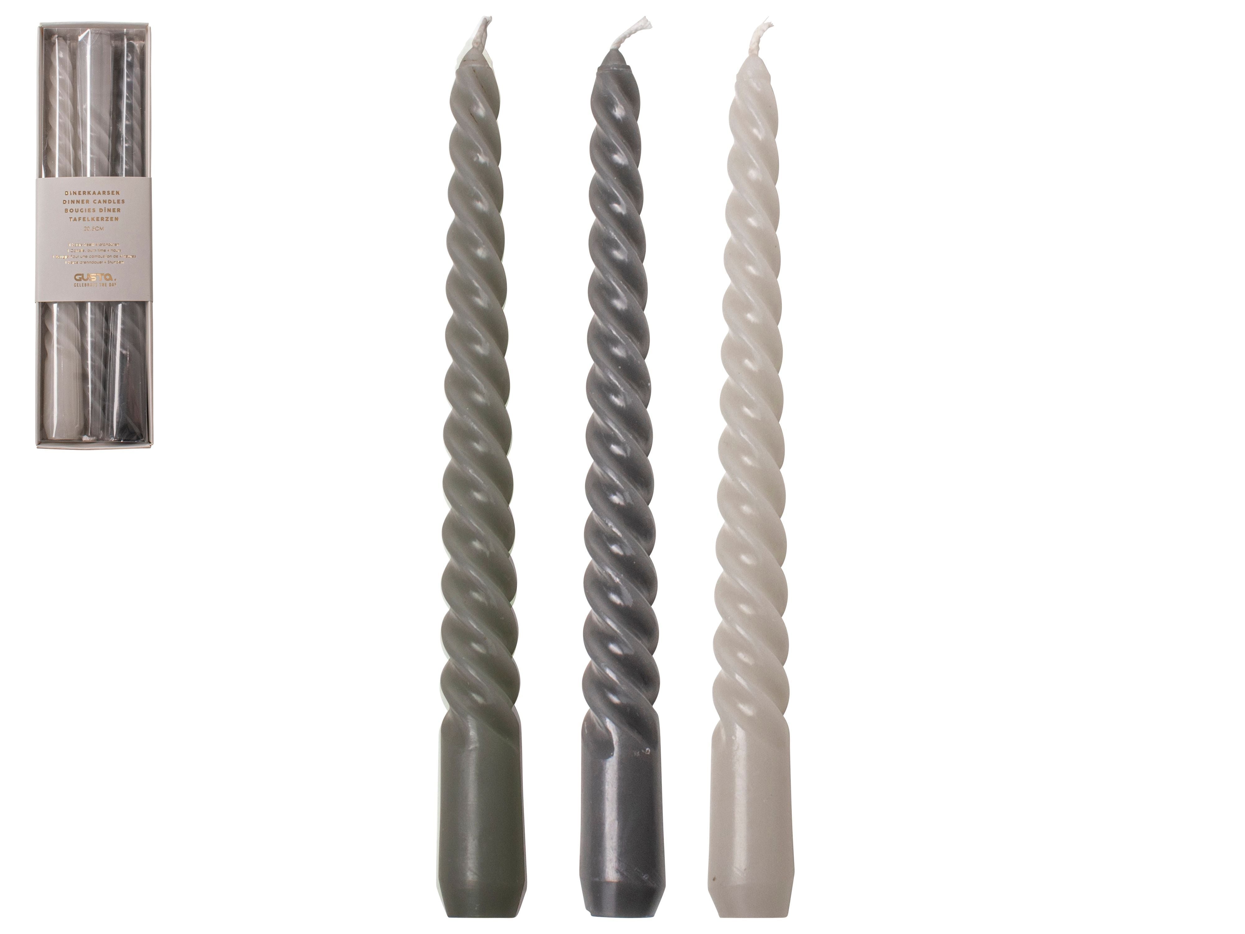 Gusta - Swirl Dinerkaarsen Grijs-Kaars-DutchMills