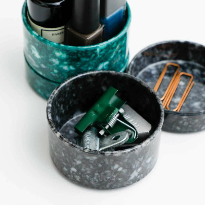 Hightide - Marbled Melamime Stacking Tray M - Green-Bakje-DutchMills