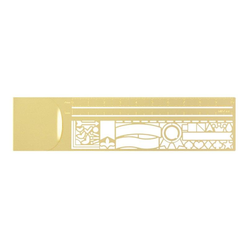 Midori - Clip Ruler Decorative Pattern Brass-Liniaal-DutchMills