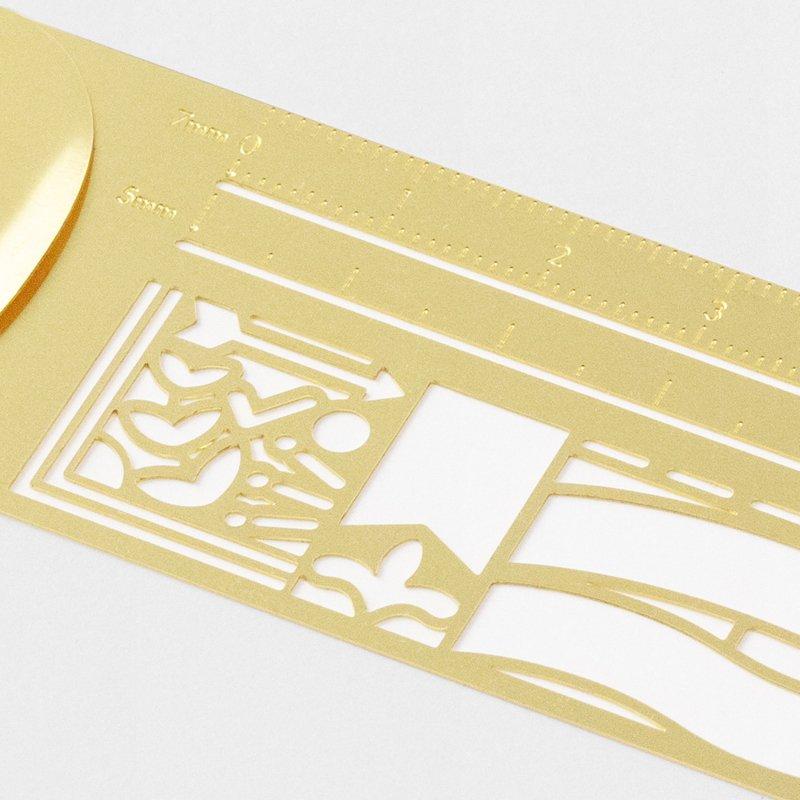Midori - Clip Ruler Decorative Pattern Brass-Liniaal-DutchMills