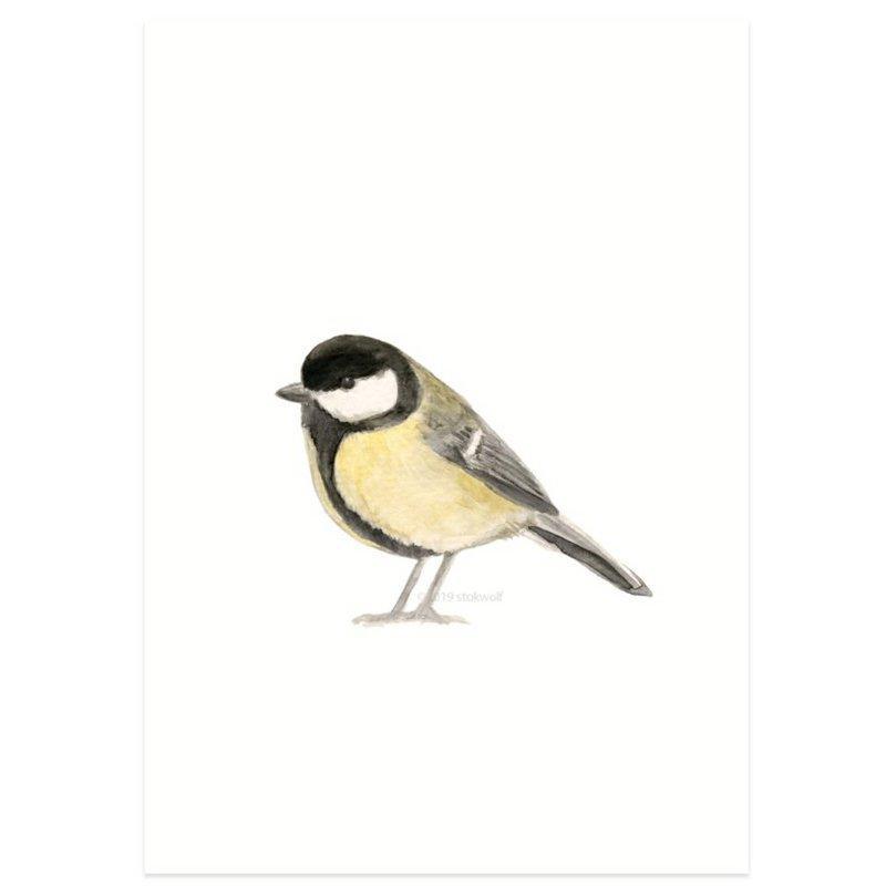 Stokwolf - Koolmees aquarel-Kaart-DutchMills