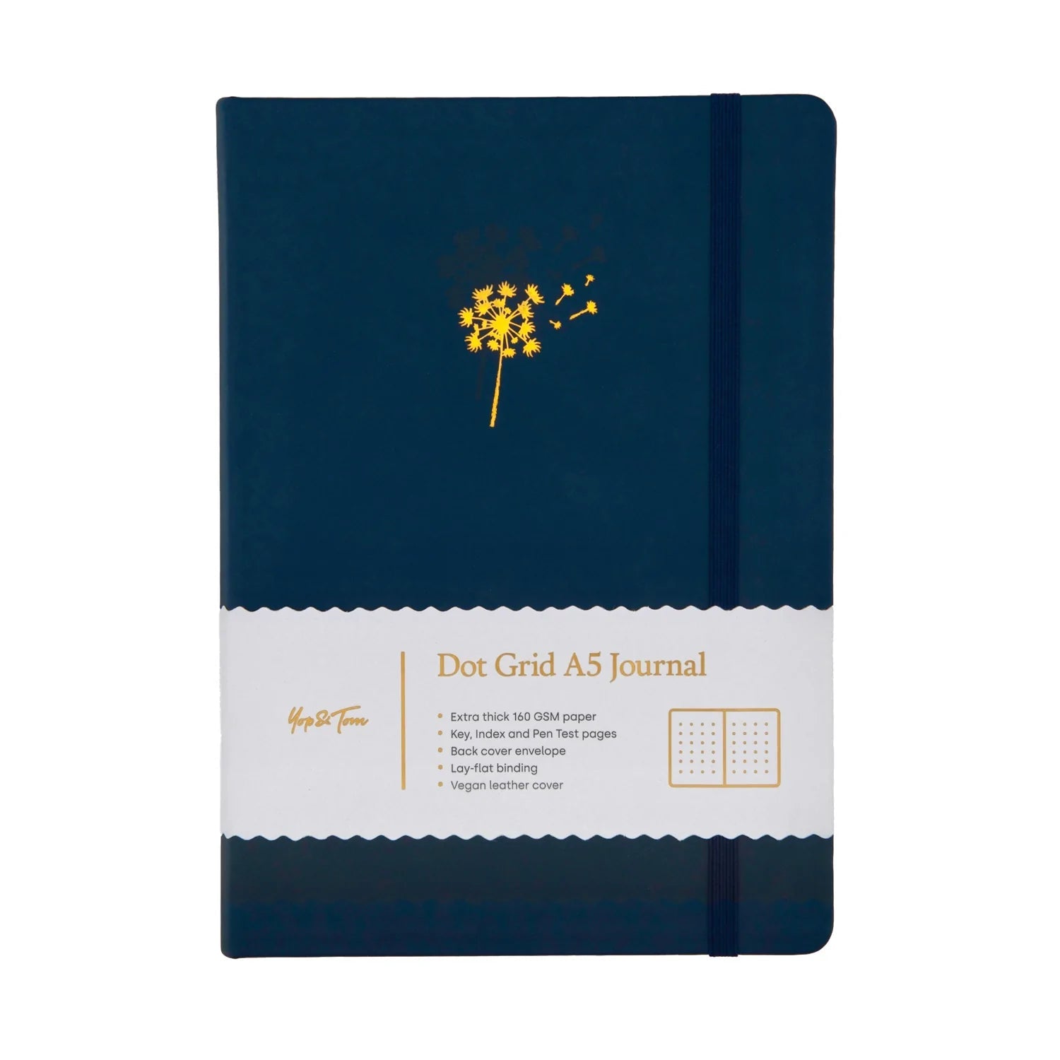 Yop & Tom - A5 Dot Grid Journal - Dandelion - Midnight Blue-Notitieboek-DutchMills