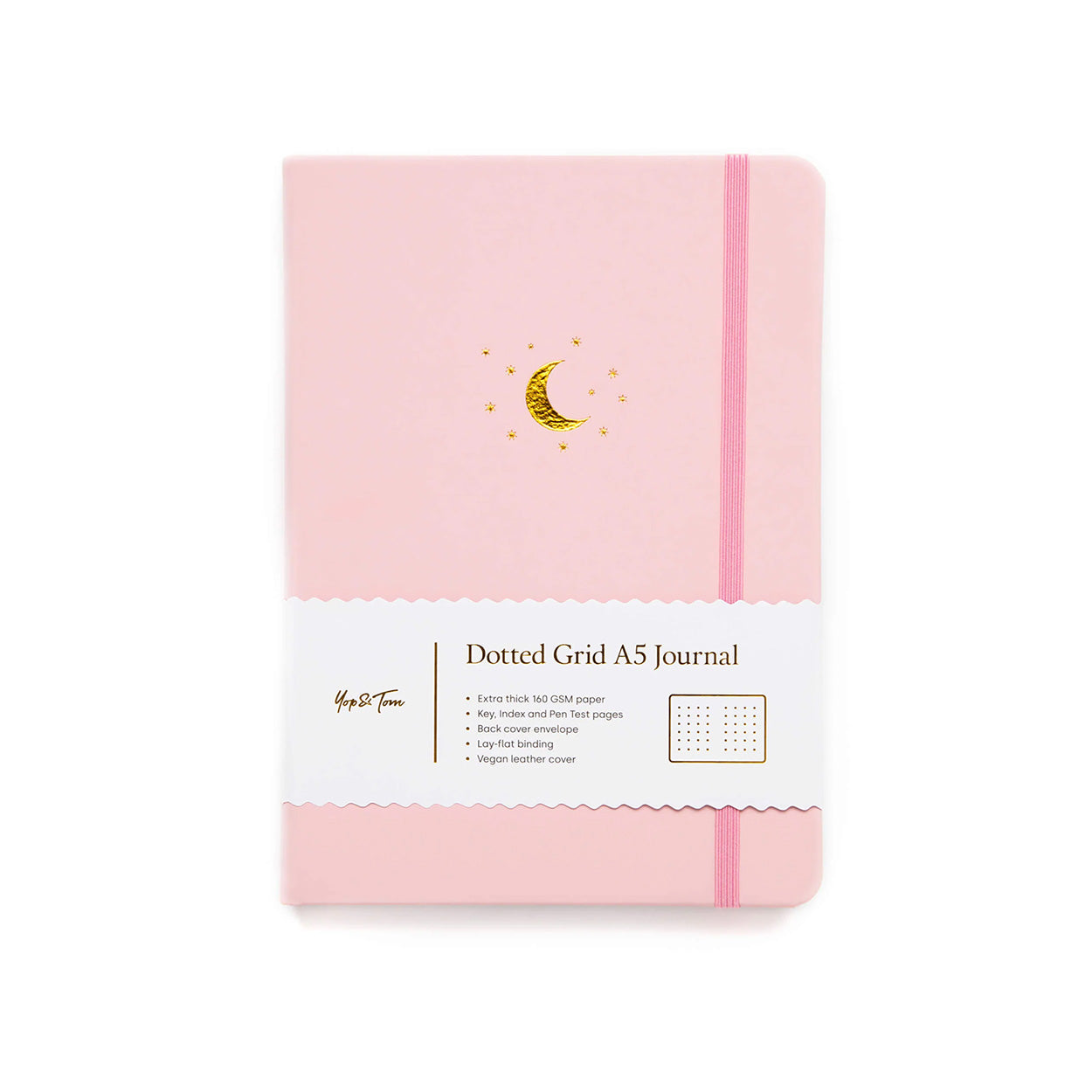 Yop & Tom - A5 Dot Grid Journal - Moon and Stars - Blush Pink-Notitieboek-DutchMills