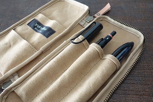 Yuruliku - FLAT tool case 3 Pens - Beige-Etui-DutchMills