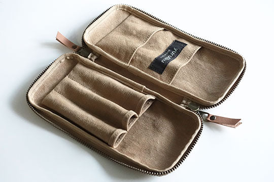 Yuruliku - FLAT tool case 3 Pens - Beige-Etui-DutchMills