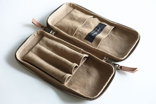 Yuruliku - FLAT tool case 3 Pens - Brown-Etui-DutchMills