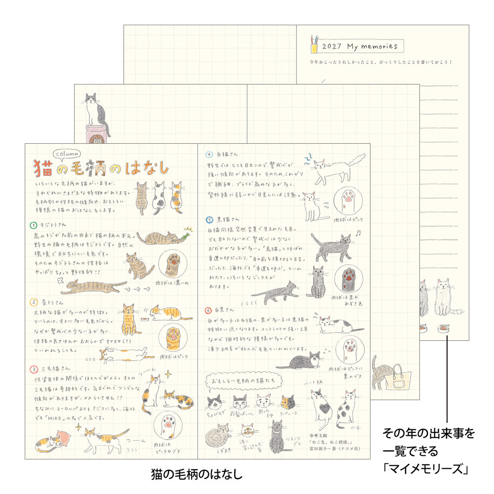 Midori - Pocket Diary Slim Cat 2027