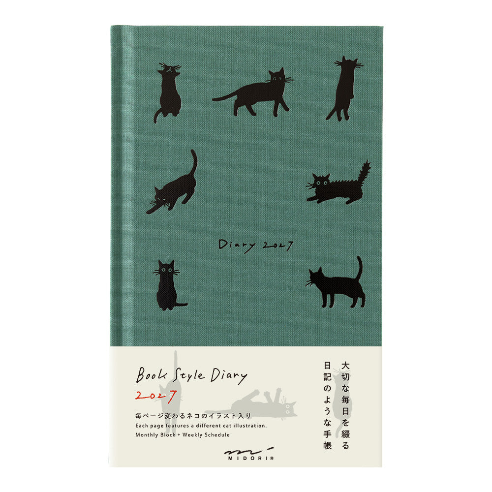 Midori - Book Style Diary B6 Variant Cat Green 2027