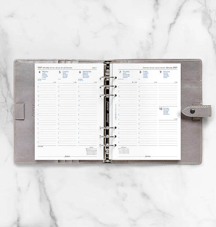 Filofax - Week On Two Pages Diary 2027 With Appointments - Multilanguage - A5 Organiser Refill