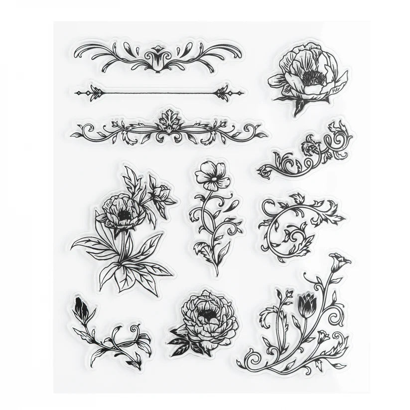 Archer & Olive - Antique Floral Acrylic Stams-Stempel-DutchMills