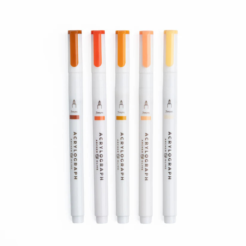 Archer & Olive - Burnt Orange Hues Sets of 5 - Acrylograph-Stift-DutchMills