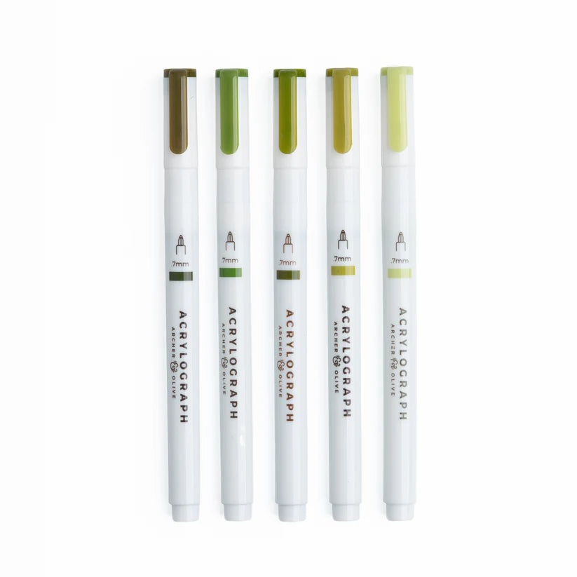Archer & Olive - Leaf Green Hues Sets of 5 - Acrylograph-Stift-DutchMills