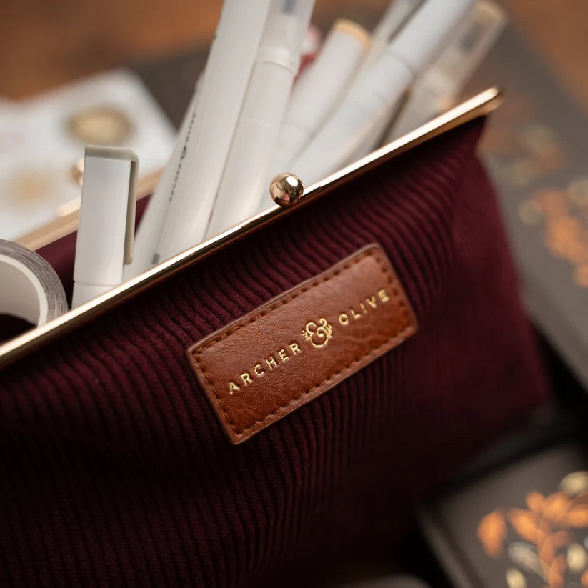 Archer & Olive - Quiet Corners Kiss-Lock Pouch | Maroon-Etui-DutchMills