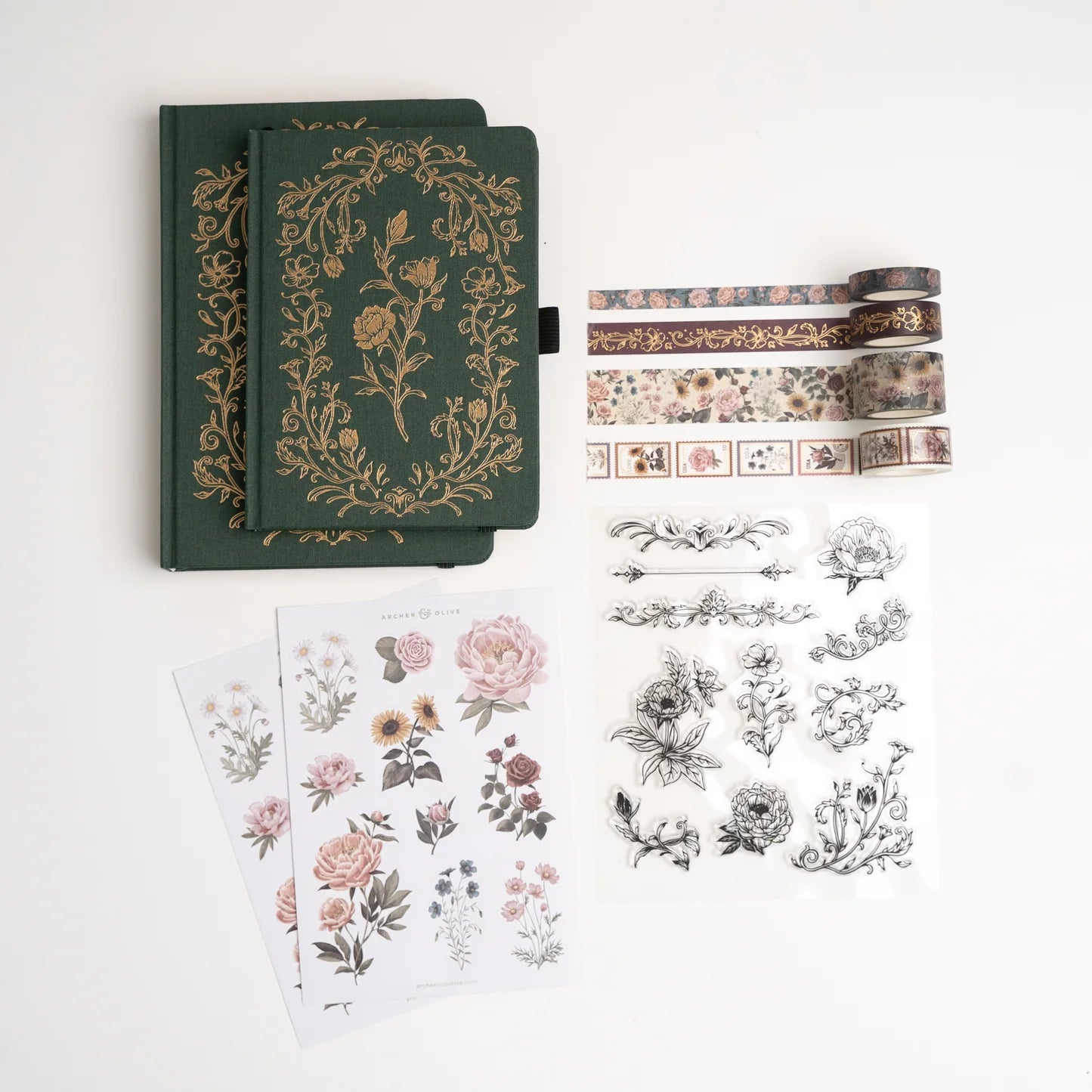 Archer & Olive - A5 Antique Floral Dot Grid Notebook-Notitieboek-DutchMills