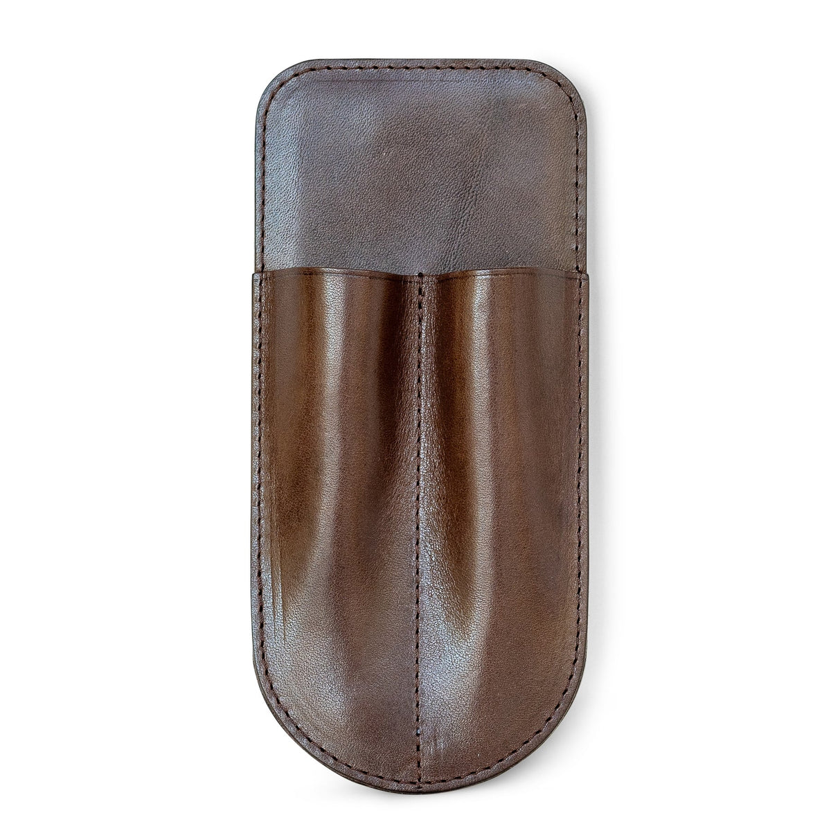 Atelier Phileas - Kumano Leather Pen Holster (Dark Brown/Two Pens)-Penholder-DutchMills