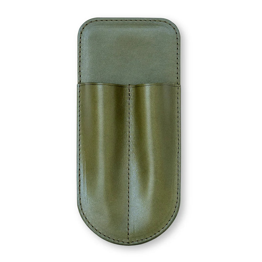 Atelier Phileas - Kumano Leather Pen Holster (Green/Two Pens)-Penholder-DutchMills