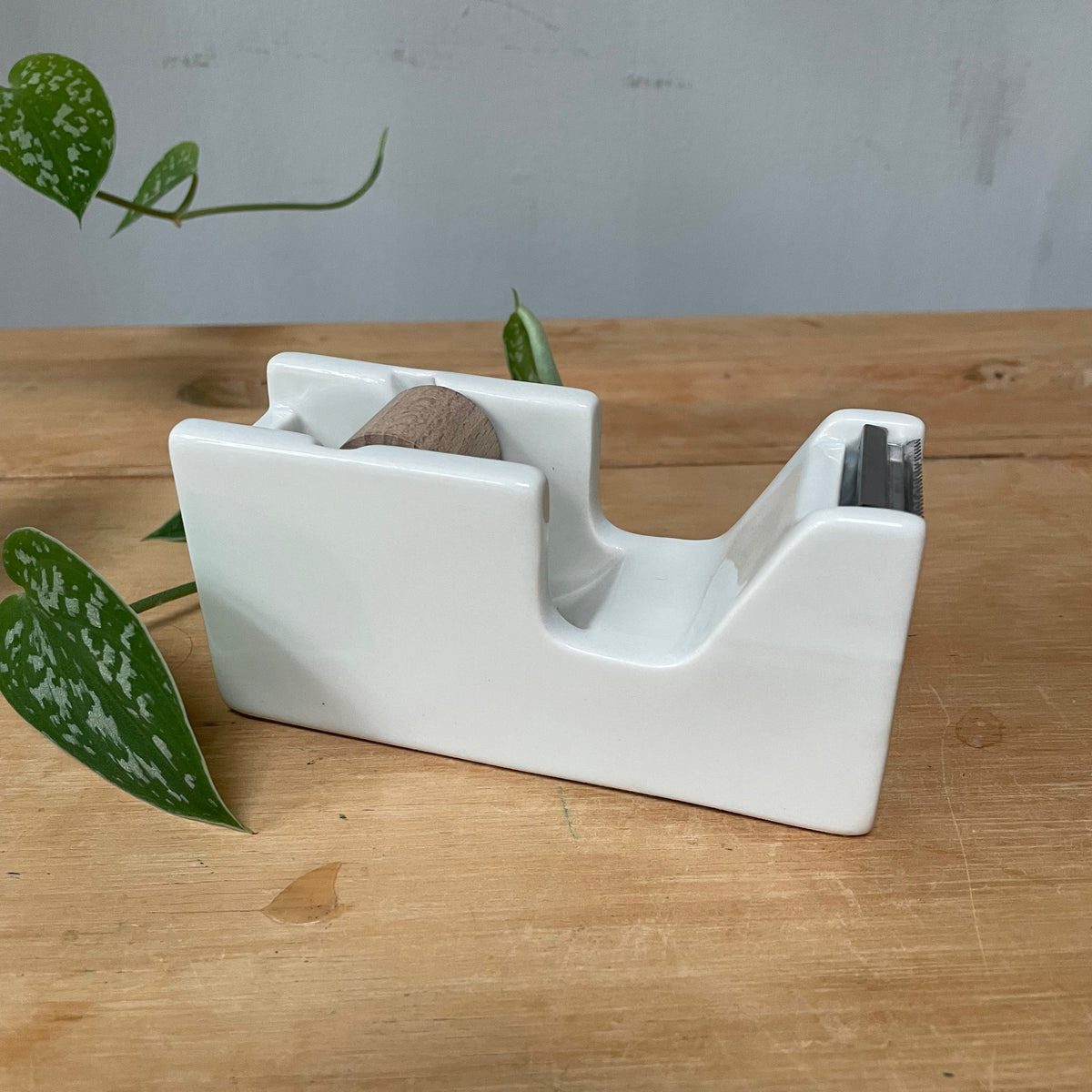 Classiky - Tape Dispenser (porcelain) - White - Small-Tape cutter-DutchMills