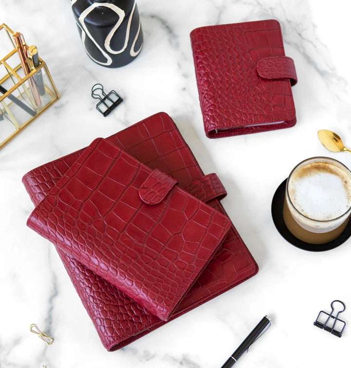 Filofax - A5 Leather Organiser - Classic Croc - Cherry-Organiser-DutchMills