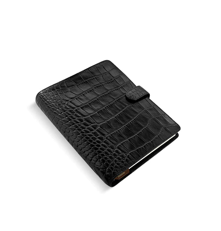 Filofax - Classic Croc A5 Leather Organiser - Ebony-Organiser-DutchMills