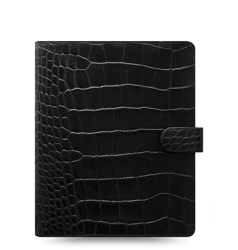 Filofax - Classic Croc A5 Leather Organiser - Ebony-Organiser-DutchMills