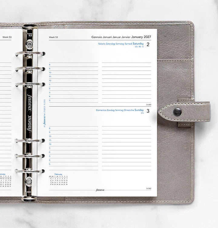 Filofax - One Day One Page Diary 2027 with Appointments - Multilanguage - A5 Organiser Refill-Agenda-DutchMills