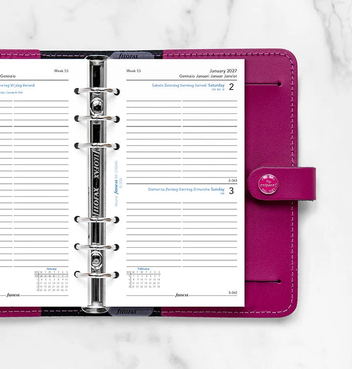 Filofax - One Day on a Page Diary 2027 Multilanguage - Personal Organiser Refill-Agenda-DutchMills