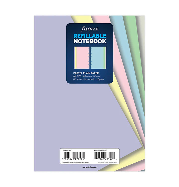 Filofax - Plain Notepaper Pastel - A5 Notebook Refill-Refill Notebook-DutchMills