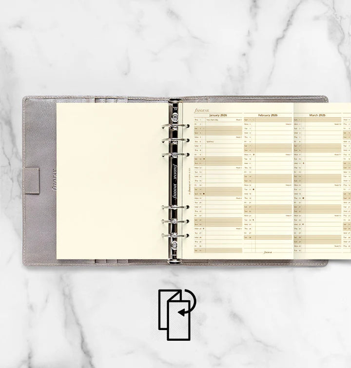 Filofax - Vertical Year Planner 2026 - Cotton Cream - English - A5 Organiser Refill-Agenda-DutchMills
