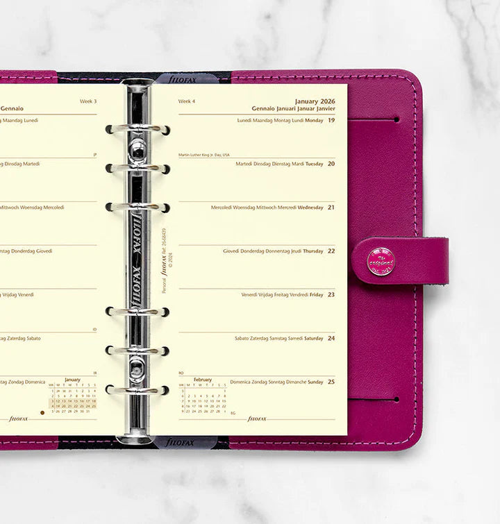 Filofax - Week On Two Pages Diary 2026 - Cotton Cream - Multilanguage - Personal Organiser Refill-Agenda-DutchMills