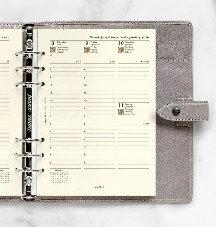 Filofax - Week On Two Pages Diary 2026 with Appointments - Cotton Cream - Multilanguage - A5 Organiser Refill-Agenda-DutchMills