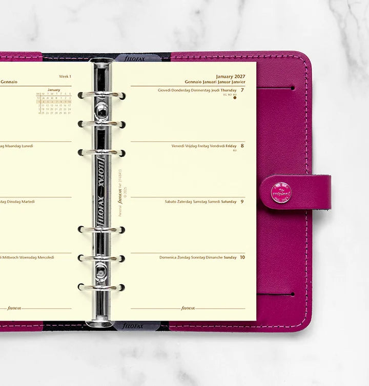 Filofax - Week On Two Pages Diary 2027 - Cotton Cream - Multilanguage - Personal Organiser Refill-Agenda-DutchMills