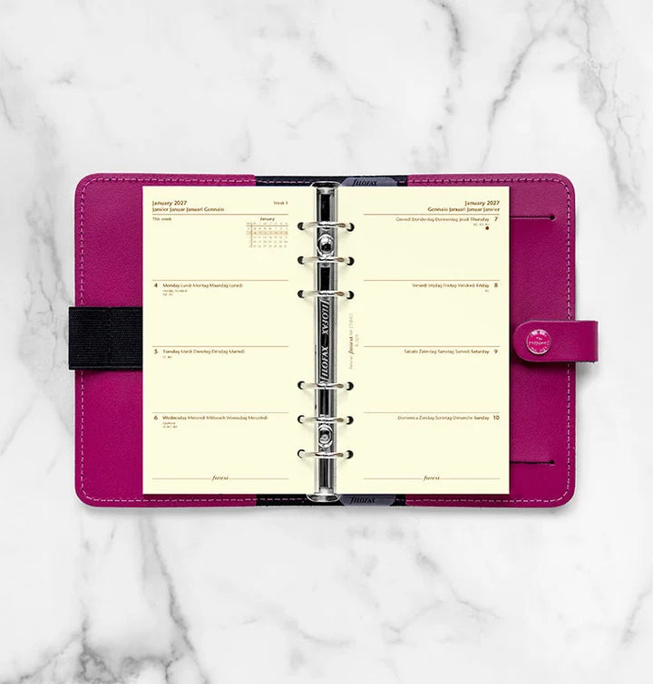 Filofax - Week On Two Pages Diary 2027 - Cotton Cream - Multilanguage - Personal Organiser Refill-Agenda-DutchMills