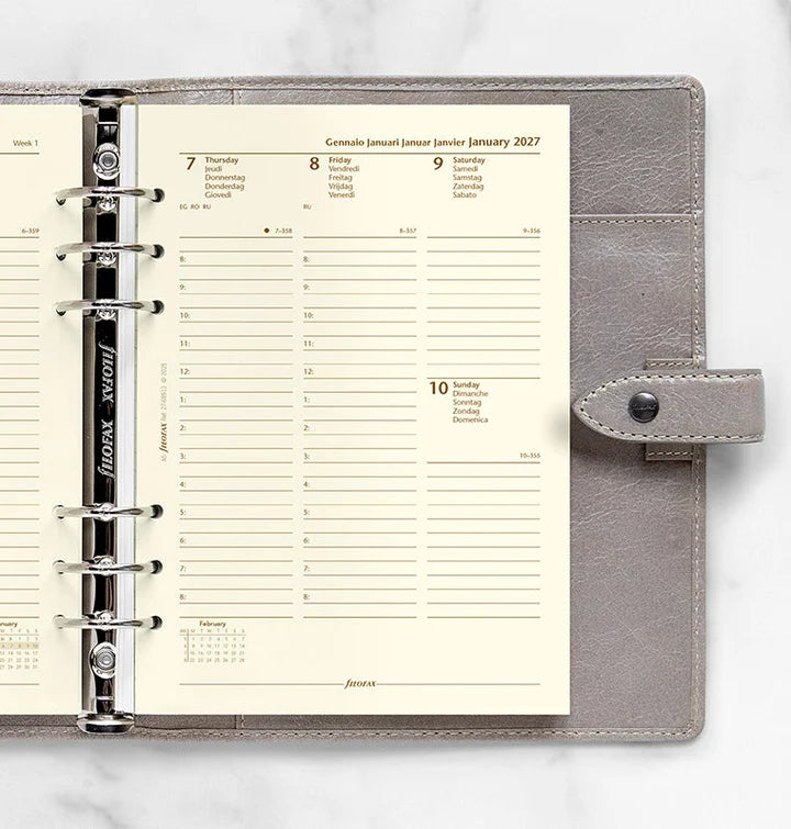 Filofax - Week On Two Pages Diary 2027 with Appointments - Cotton Cream - Multilanguage - A5 Organiser Refill-Agenda-DutchMills