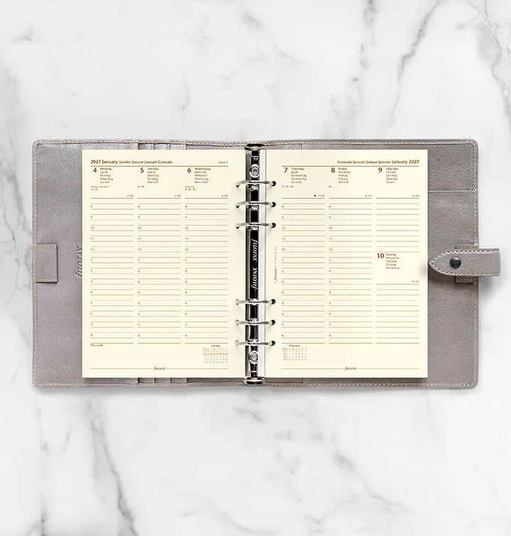 Filofax - Week On Two Pages Diary 2027 with Appointments - Cotton Cream - Multilanguage - A5 Organiser Refill-Agenda-DutchMills