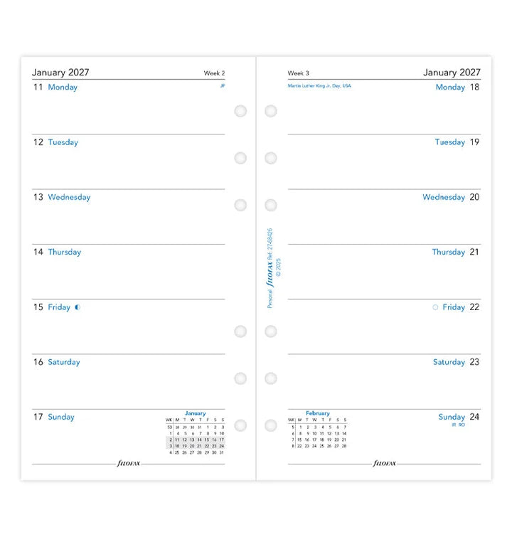 Filofax - Week on One Page Diary 2027 English - Personal Organiser Refill-Agenda-DutchMills