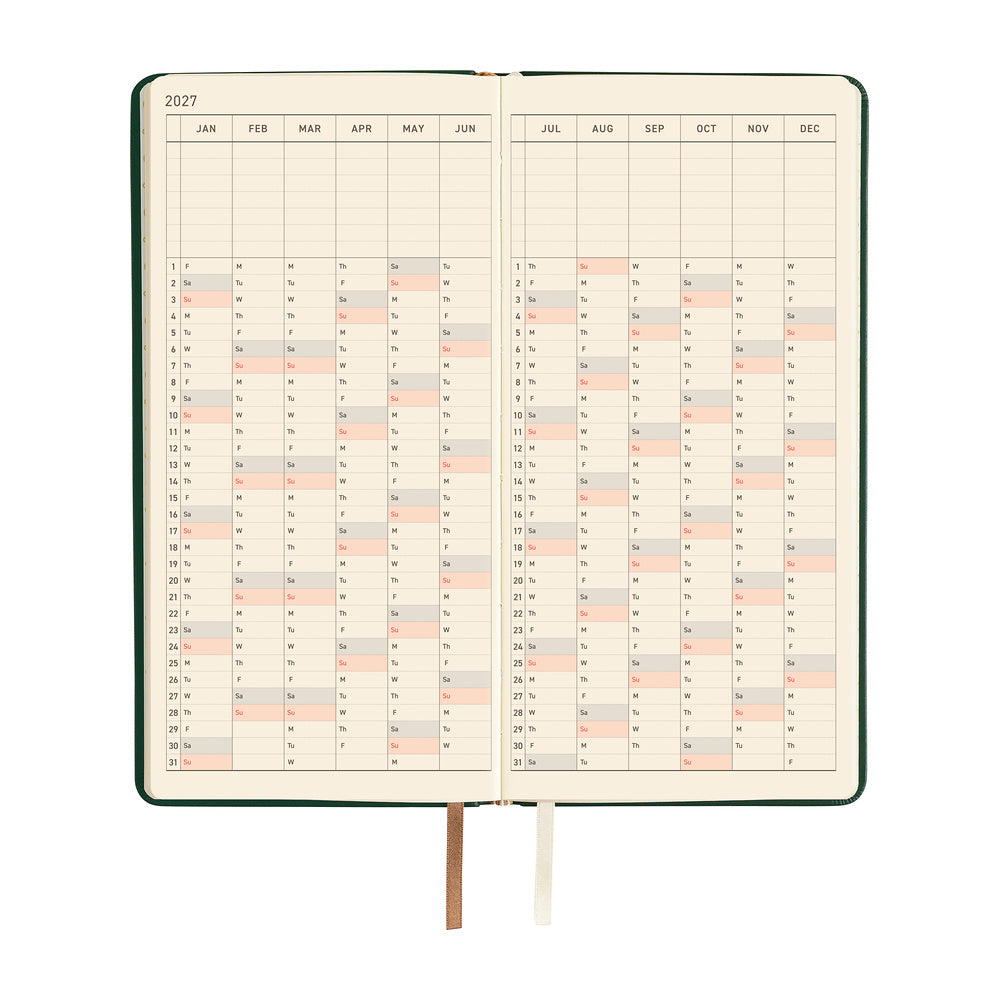 Hobonichi - Weeks Leather: Forest Green - 2027-Planner-DutchMills