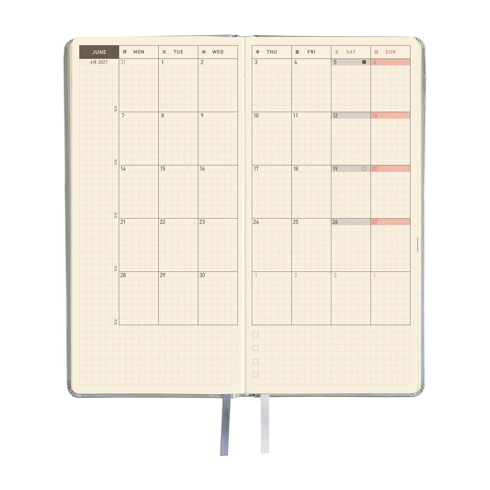 Hobonichi - Weeks Leather: Noble Silver - 2027-Planner-DutchMills