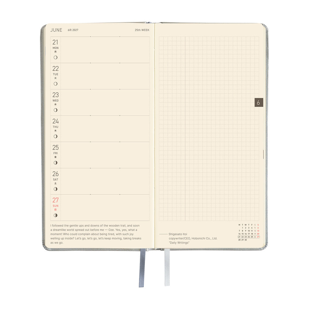 Hobonichi - Weeks Leather: Noble Silver - 2027-Planner-DutchMills